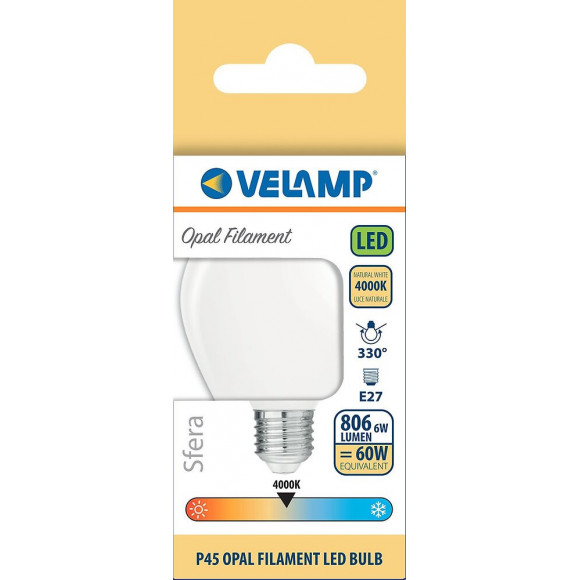 Ampoule À Filament Led Opal, Mini-sphérique P45, 6w / 806lm, Culot E27, 4000k