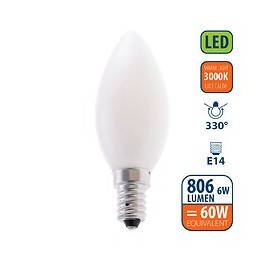 Ampoule À Filament Led Opale, Olive C35, 6w / 806lm, Culot E14, 3000k