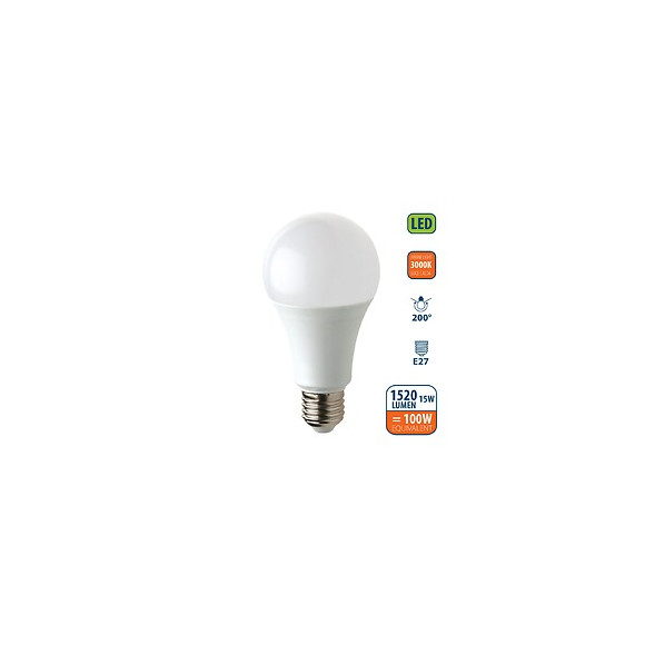 Ampoule Led Smd, Standard A60, 15w / 1520lm, Culot E27, 3000k
