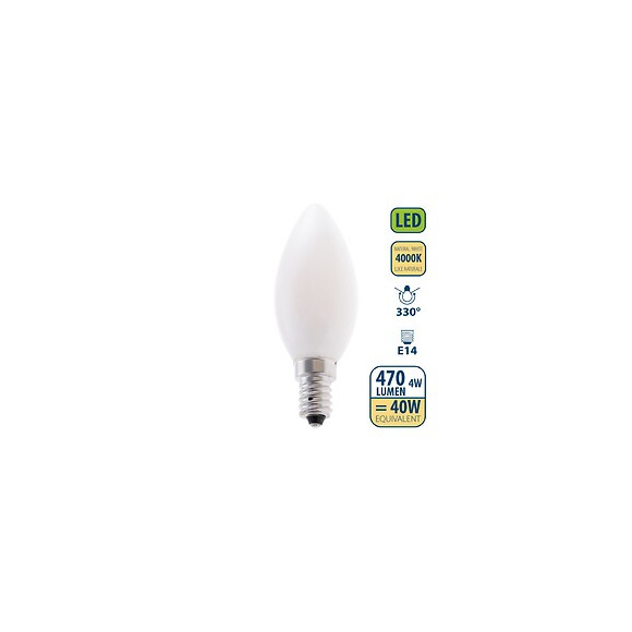Ampoule À Filament Led Opal, Olive C35, 4w / 470lm, Culot E14, 4000k