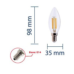 Ampoule À Filament Led, Olive C35, 6w / 806lm, Culot E14, 3000k