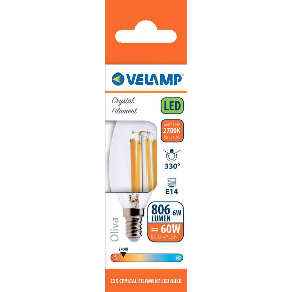 Ampoule À Filament Led, Olive C35, 6w / 806lm, Culot E14, 3000k
