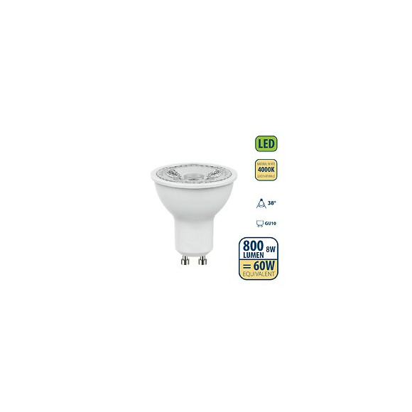 Ampoule Led Smd, Spot Gu10, 230v, 8w / 800lm, 4000k, 38 °