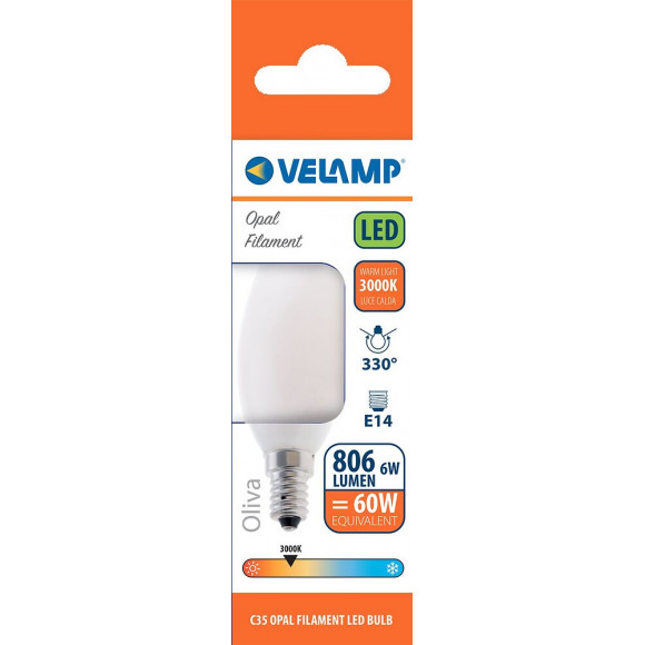 Ampoule À Filament Led Opale, Olive C35, 6w / 806lm, Culot E14, 3000k