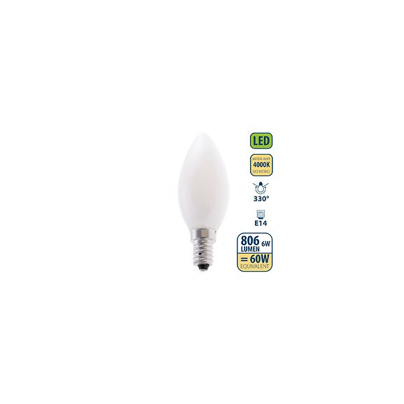 Ampoule À Filament Led Opal, Olive C35, 6w / 806lm, Culot E14, 4000k