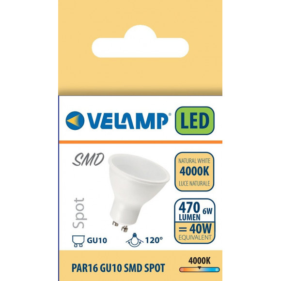 Ampoule Led Smd, Spot Gu10, 230v, 6w / 470lm, 4000k, 120 °