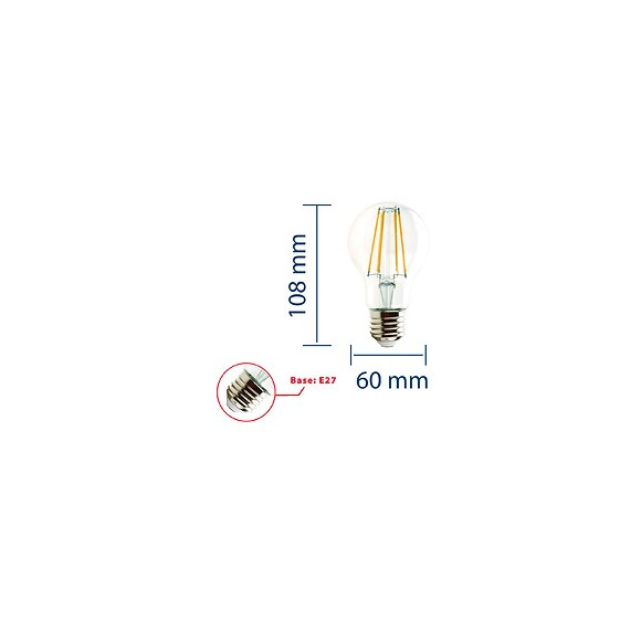Ampoule À Filament Led, Standard A60, 7w / 806lm, Culot E27, 4000k