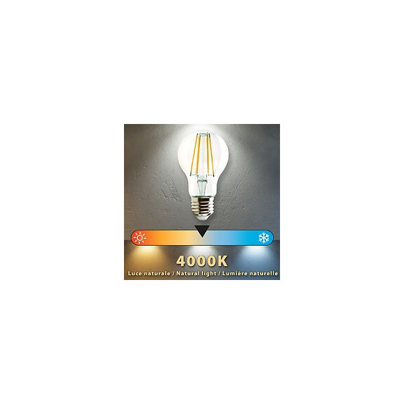 Ampoule À Filament Led, Standard A60, 7w / 806lm, Culot E27, 4000k