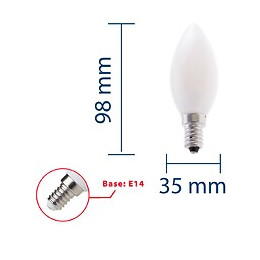 Ampoule À Filament Led Opal, Olive C35, 6w / 806lm, Culot E14, 6500k