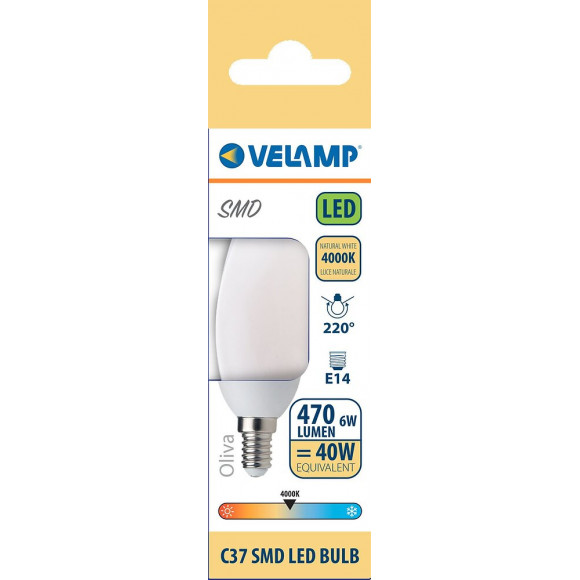 Ampoule Led Smd, Olive C37, 6w / 470lm, Culot E14, 4000k