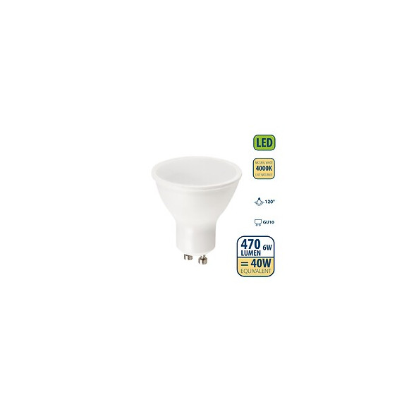 Ampoule Led Smd, Spot Gu10, 230v, 6w / 470lm, 4000k, 120 °
