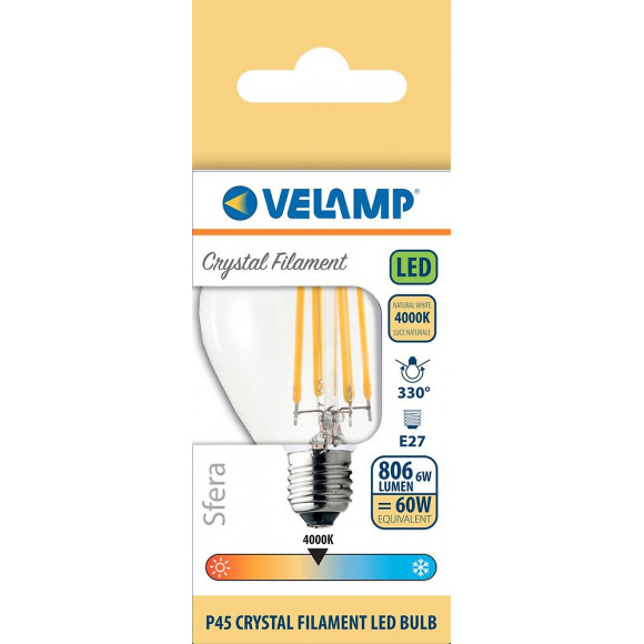 Ampoule À Filament Led, Mini-sphérique P45, 6w / 806lm, Culot E27, 4000k
