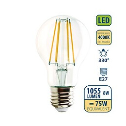 Ampoule À Filament Led, Standard A60, 8w / 1055lm, Culot E27, 4000k