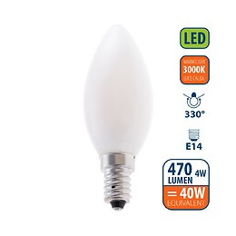 Ampoule À Filament Led Opal, Olive C35, 4w / 470lm, Culot E14, 3000k