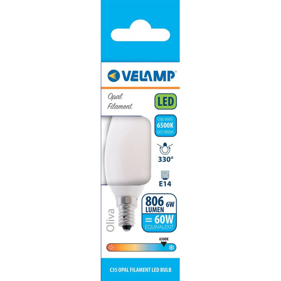 Ampoule À Filament Led Opal, Olive C35, 6w / 806lm, Culot E14, 6500k