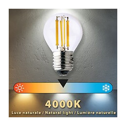 Ampoule À Filament Led, Mini-sphérique P45, 6w / 806lm, Culot E27, 4000k