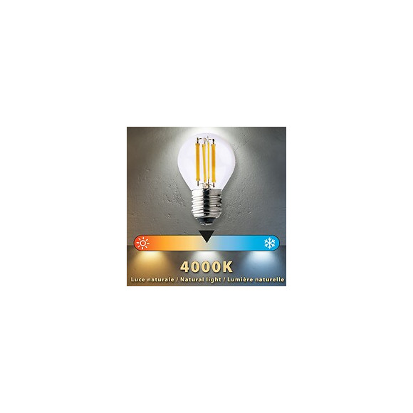Ampoule À Filament Led, Mini-sphérique P45, 6w / 806lm, Culot E27, 4000k