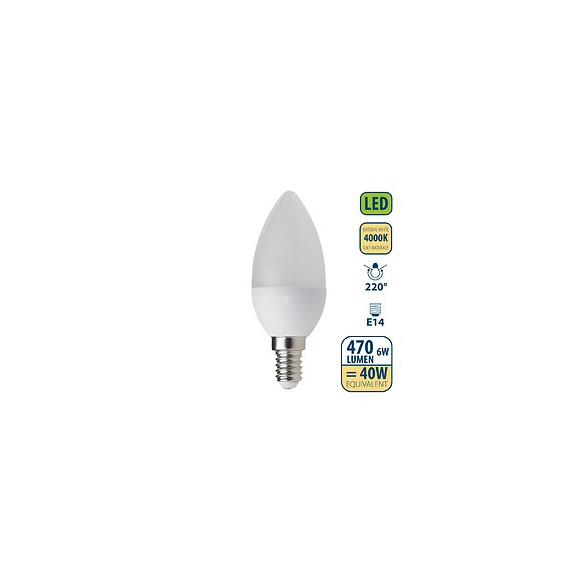 Ampoule Led Smd, Olive C37, 6w / 470lm, Culot E14, 4000k