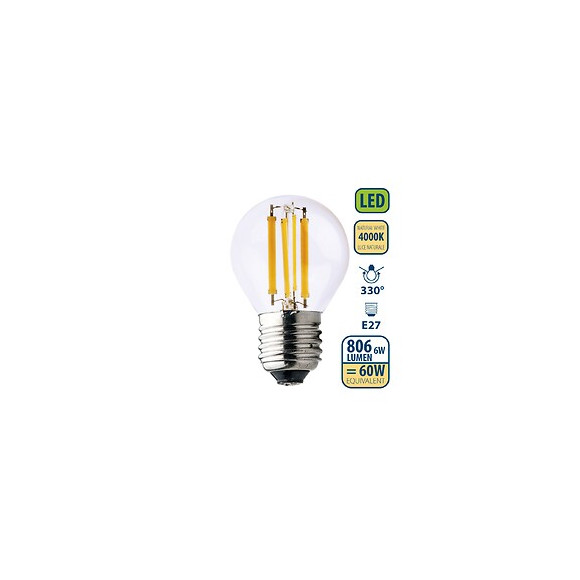 Ampoule À Filament Led, Mini-sphérique P45, 6w / 806lm, Culot E27, 4000k