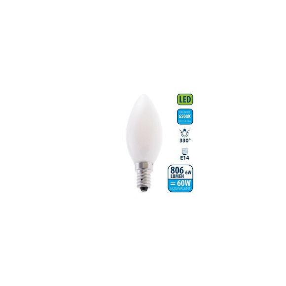 Ampoule À Filament Led Opal, Olive C35, 6w / 806lm, Culot E14, 6500k
