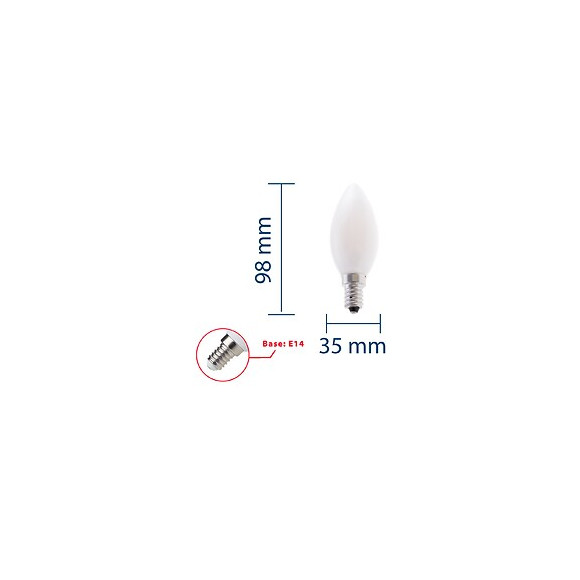 Ampoule À Filament Led Opal, Olive C35, 4w / 470lm, Culot E14, 3000k