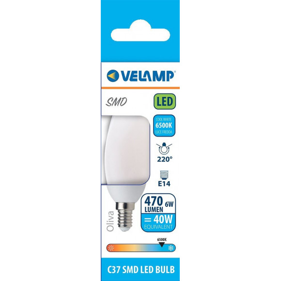 Ampoule Led Smd, Olive C37, 6w / 470lm, Culot E14, 6500k