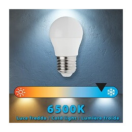 Ampoule Led Smd, Mini-sphérique P45, 6w / 470lm, Culot E27, 6500k