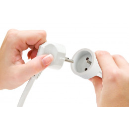 Rallonge Blanche De 16a 3m Prise 2 Pôles + Terre