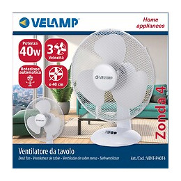 Ventilateur De Table 40 Cm, En Plastique. 3 Vitesses. Blanc