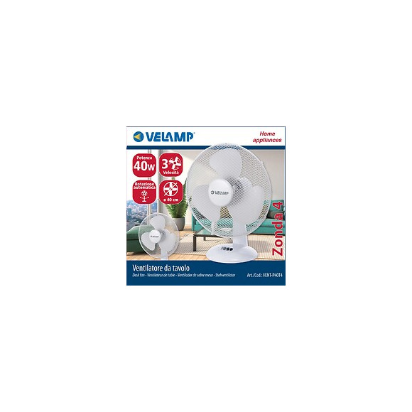 Ventilateur De Table 40 Cm, En Plastique. 3 Vitesses. Blanc
