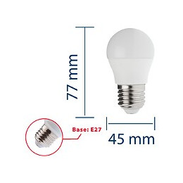 Ampoule Led Smd, Mini-sphérique P45, 6w / 470lm, Culot E27, 6500k
