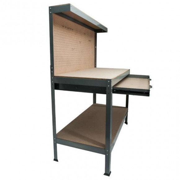 Établi En Métal Avec Étagères, Tiroir Et Panneau Werkapro