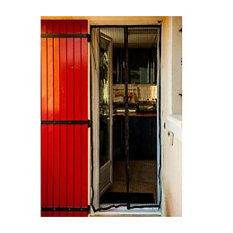 Moustiquaire Rideau De Porte Aimantée Noire  215 X 50 Cm  X2