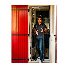 Moustiquaire Rideau De Porte Aimantée Noire  215 X 50 Cm  X2