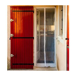 Moustiquaire Rideau De Porte Aimantée Blanche  215 X 50 Cm  X2