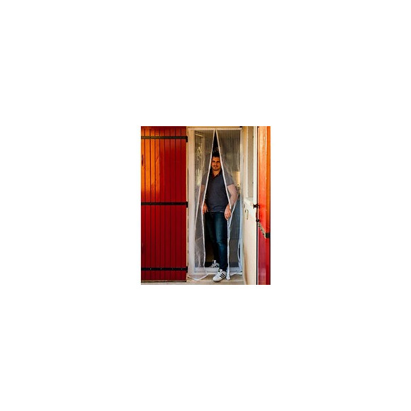 Moustiquaire Rideau De Porte Aimantée Blanche  215 X 50 Cm  X2