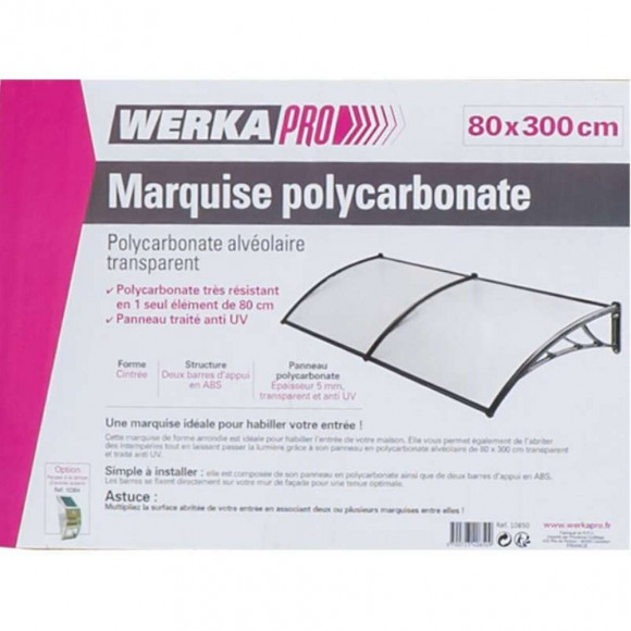 Marquise Polycarbonate  80x300cm  Werkapro