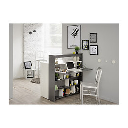 Meuble De Bar Gris Avec Rangements Et Tablette Amovible - Oko