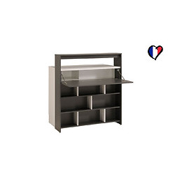 Meuble De Bar Gris Avec Rangements Et Tablette Amovible - Oko