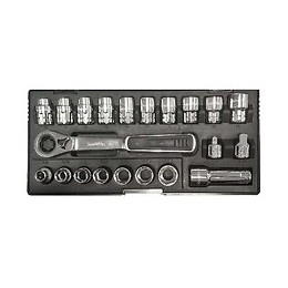 Coffret Clé À Cliquet Douilles Traversantes Métriques Et En Pouces Makita B-65604