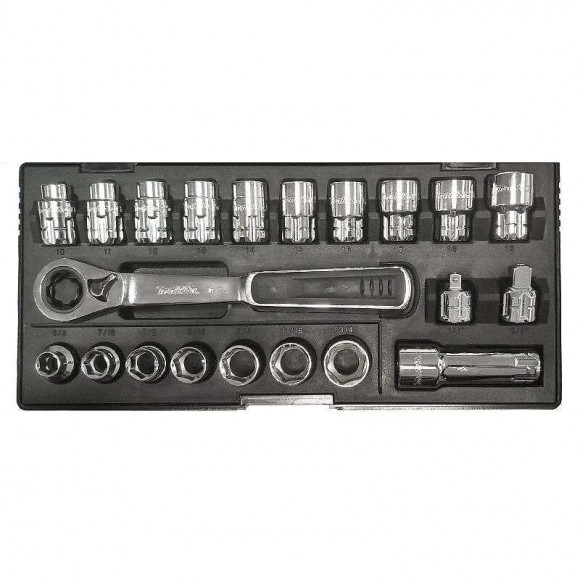 Coffret Clé À Cliquet Douilles Traversantes Métriques Et En Pouces Makita B-65604