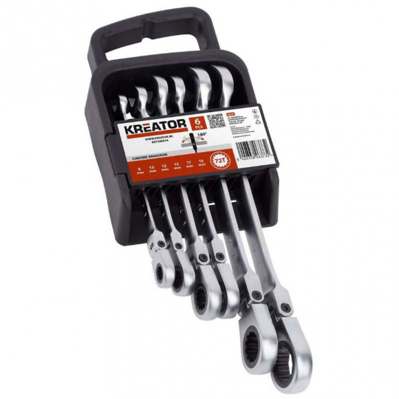 Jeu 6 Clés Mixtes Articulées À Cliquet  8à19mm  Kreator