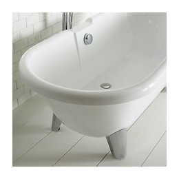 Baignoire Îlot Charly Blanche Rétro + Pieds Conique Chrome