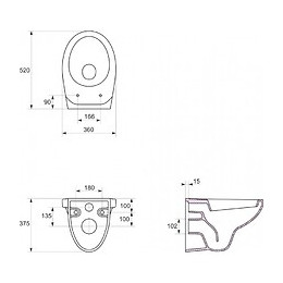 Cuvette Suspendue Nf Blanche En Céramique + Abattant Blanc