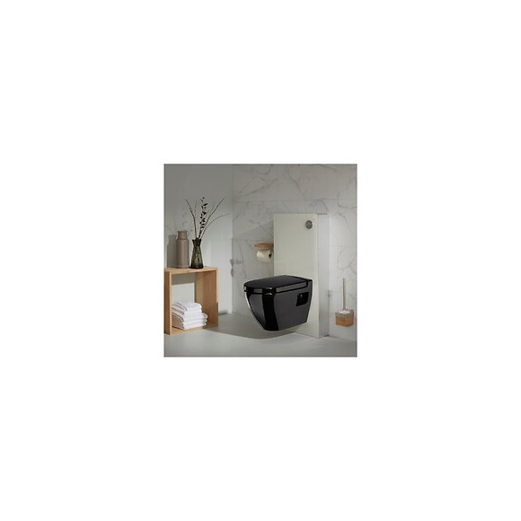 Pack Wc - Bâti Wc + Cuvette Wc Noire - Façade En Verre Blanc