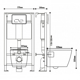 Pack Wc Suspendu Avec Cuvette Noire Et Plaque De Commande Sensitive Noire