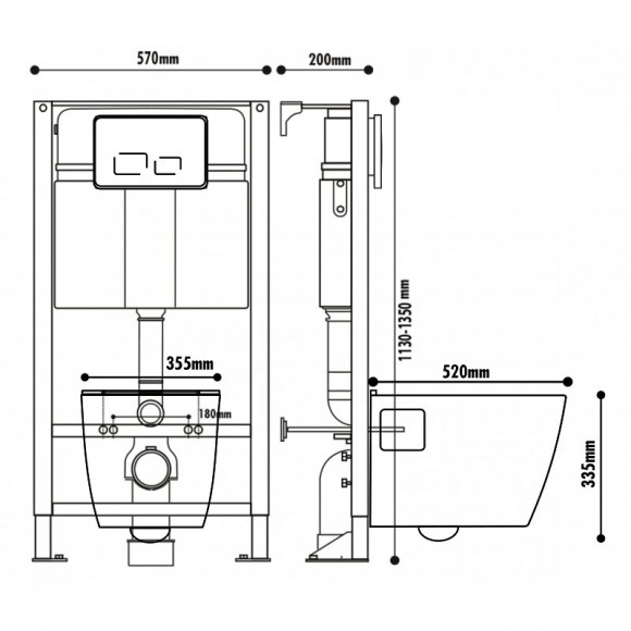 Pack Wc Suspendu Avec Cuvette Noire Et Plaque De Commande Sensitive Noire
