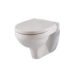 Cuvette Suspendue Nf Blanche En Céramique + Abattant Blanc