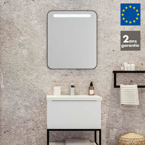 Miroir Salle De Bain Éclairant Rétro 60 Cm Noir Allibert