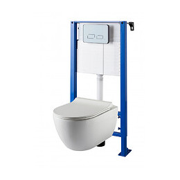 Pack Wc Suspendu Avec Bâti Universel À Commande Sensitive + Cuvette Design Sans Bride